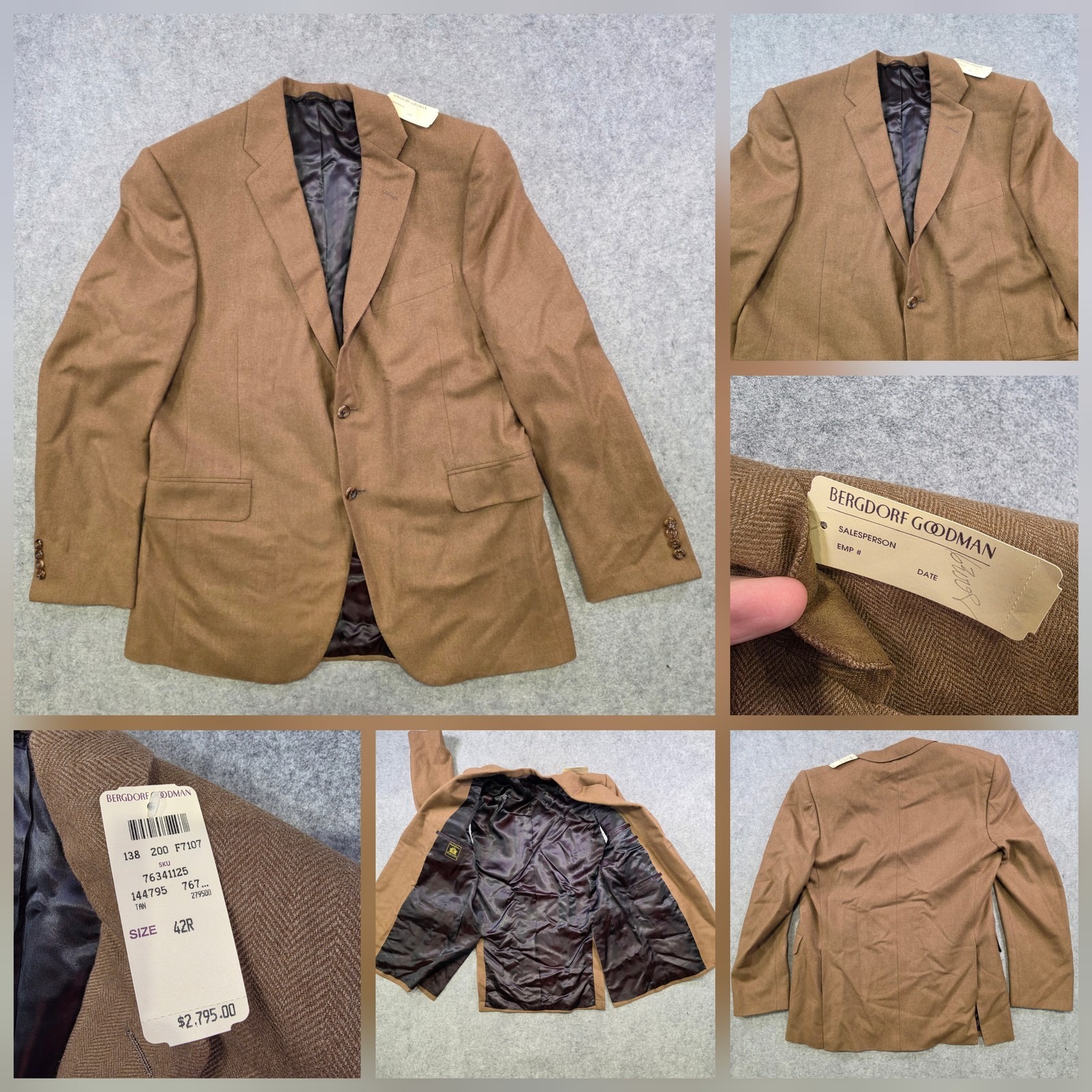 Oxxford Clothes Blazer Mens 42r Brown Herringbone Wool Sport Coat Tweed Bergdorf